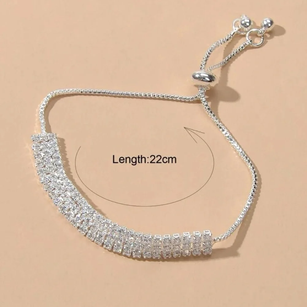 Luxurious Yellow Gold Rhinestone Adjustable Bracelet - Picture 7 of 8